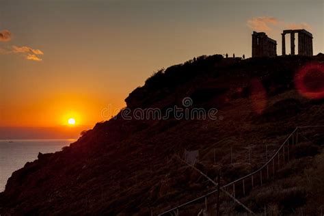 Greek Temple of Poseidon at Sunset, Cape Sounio Stock Photo - Image of ...