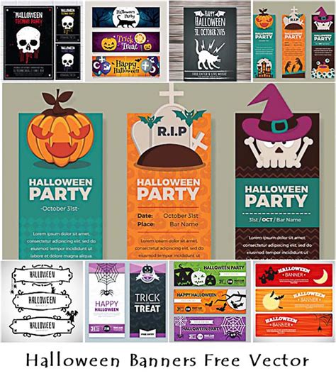 Halloween colorful party banners vector | Free download