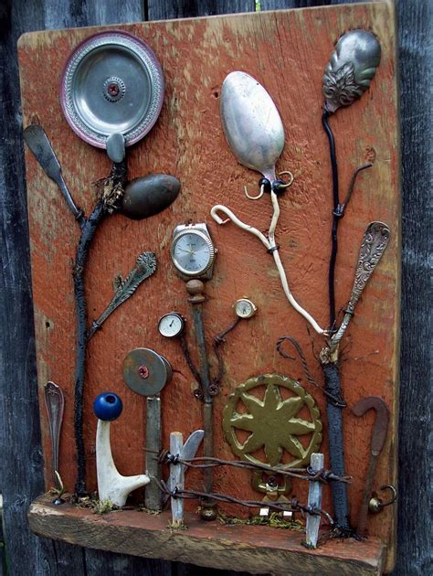 Garden themed assemblage art | Assemblage art, Junk art, Garden art