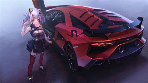 2560x1440 Anime Girl Lamborghini Aventador Sv 1440P Resolution ,HD 4k ...