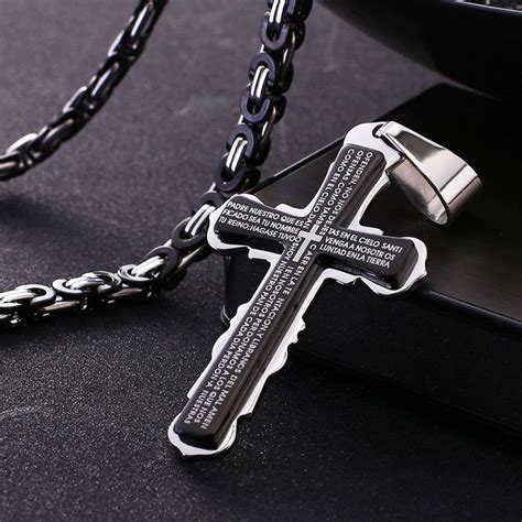 Wholesale Holy Bible Scripture Cross Pendant Necklace For Men Stainless ...