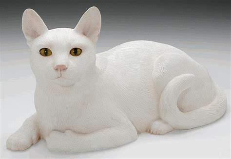 Sculpture Cat Urn- White