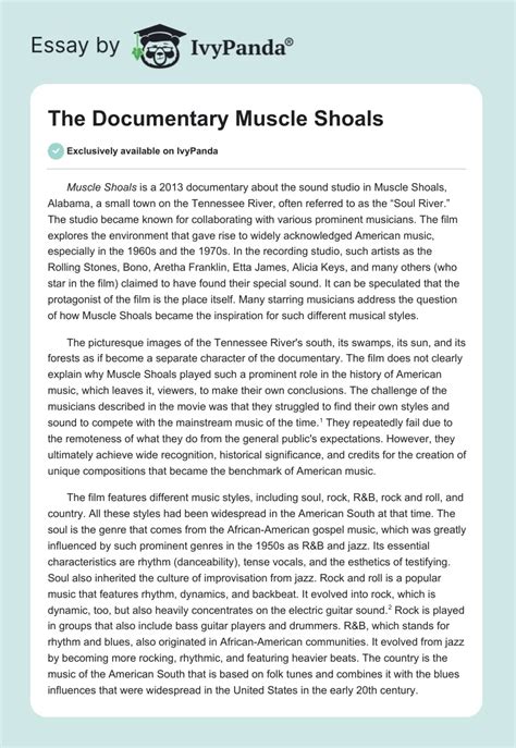 The Documentary "Muscle Shoals" - 581 Words | Essay Example