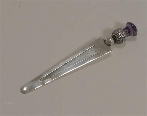 Antiques Atlas - Silver Bookmark - Scottish Amethyst Thistle Top