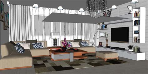 40# sketchup model living & dining room- sketchup frame 1 | Living room interior, Glamorous ...