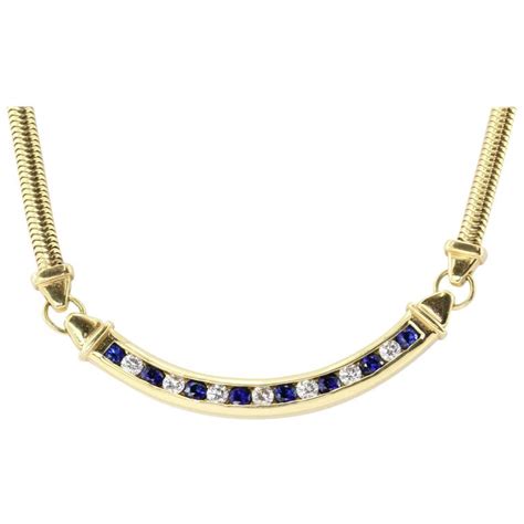 Tiffany and Co. Diamond Sapphire Gold Choker Necklace at 1stDibs ...