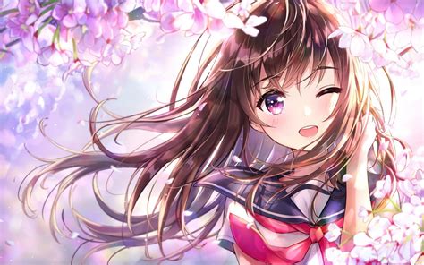 Anime Girl Cherry Blossom Wallpaper