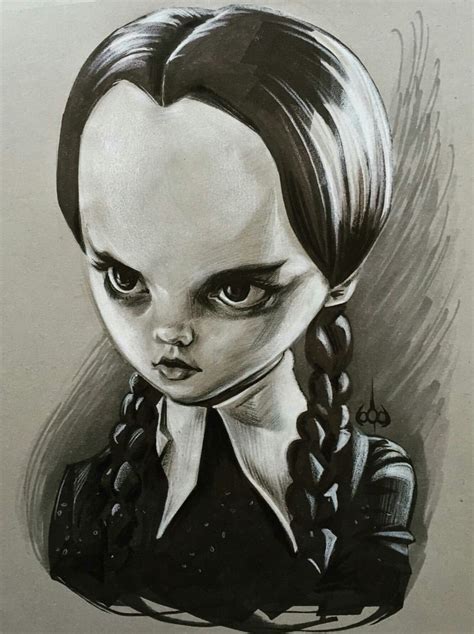 Wednesday Addams - @kurst_one Funny Face Drawings, Funny Faces, Funny Caricatures, Celebrity ...