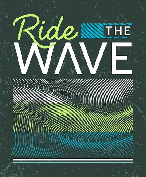 Premium Vector | Ride the wave typography with line art poster concepts