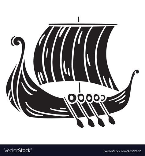 Ancient viking ship black Royalty Free Vector Image