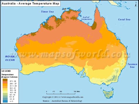 Australia Average Temperature Map