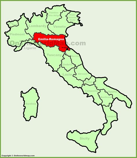 Emilia-Romagna location on the Italy map - Ontheworldmap.com