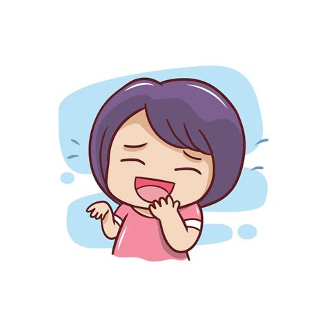 Premium Vector | Cute Expression of the Girl Laughing