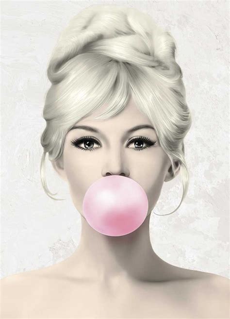 Brigitte Bardot, Blowing Bubbles, Pink Bubbles, Poster Photo, Bubblegum Pop, Lip Tattoos, Black ...