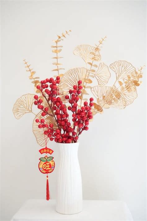 Chinese New Year Flower Arrangement, Furniture & Home Living, Home ...