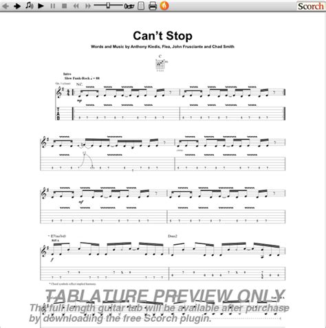 Red Hot Chili Peppers Can't Stop Guitar Tab : Free RHCP Guitar Tab