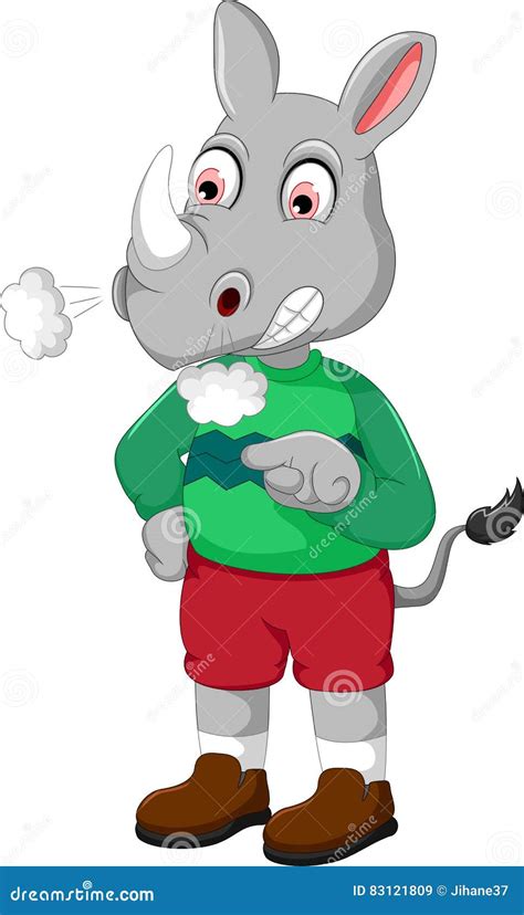 Angry rhino cartoon stock illustration. Illustration of ripping - 83121809