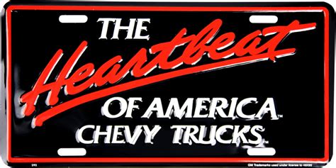 Chevrolet The Heartbeat Of America Chevy Trucks License Plate Metal Em – My Team Depot