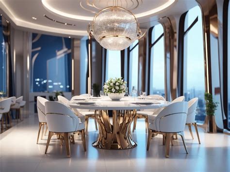 Premium Photo | 3d rendering luxury dining set in modern luxury dining ...