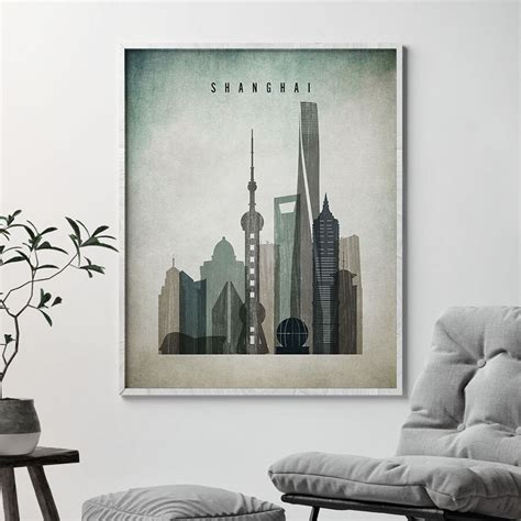 Shanghai Wall Art Shanghai Print Poster Shanghai Skyline | Etsy