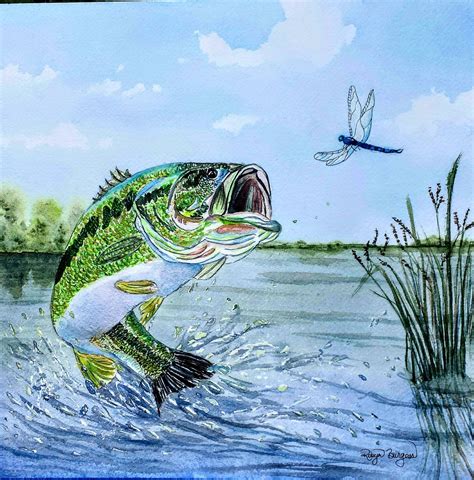 Largemouth Bass Jumping Watercolor Print - Etsy