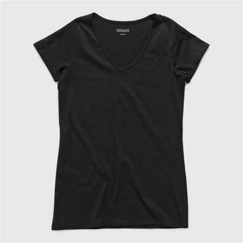 Black Womens T-Shirts | Basic Womens V Neck Tee | littlebit