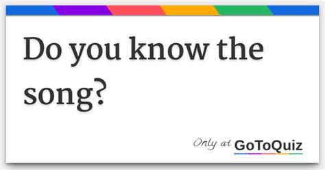 Do you know the song?