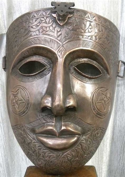 ANTIQUE ISLAMIC MUGHAL WARRIOR FACE MASK COPPER