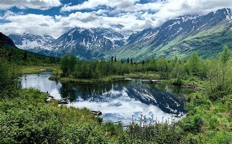 Eagle River - Chugach State Park, Anchorage, Alaska, trees, clouds ...