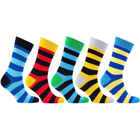 Men's 5-Pair Fun Striped Socks-3063 | Striped socks, Funky socks, Mens dress socks