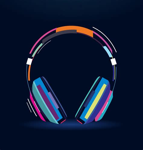 Headphones from multicolored paints, abstract, colorful drawing, digital graphics. Vector ...