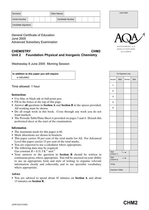 (PDF) AQA GCE Question Paper June 2005 - TomRed's · PDF fileCHEMISTRY ...