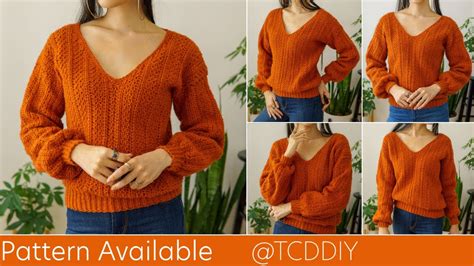 How to Crochet a V Neck Sweater | Pattern & Tutorial DIY - YouTube