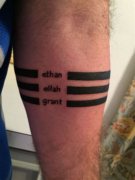 Forearm bands tattoo with my children's names! Thanks, Pete "Jersey ...