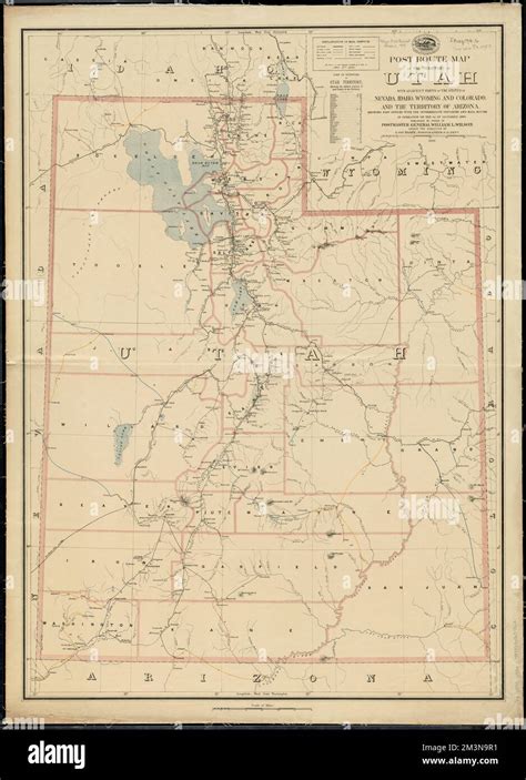 Post route map of the territory of Utah with adjacent parts of the states of Nevada, Idaho ...