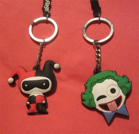 Two (2) Six Flags Keychains DC Comics Harley Quinn & Clown (Joker?) Key Chains | eBay