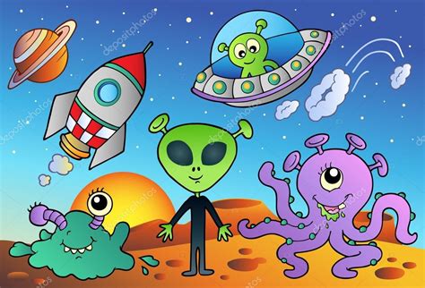 Various alien and space cartoons — Stock Vector © clairev #4587746