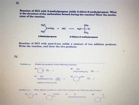 Solved Reaction of HCI with 2-methylpropene yields | Chegg.com