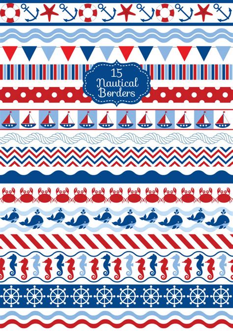 Nautical Borders Clipart Vector Nautical Clipart Seamless - Etsy