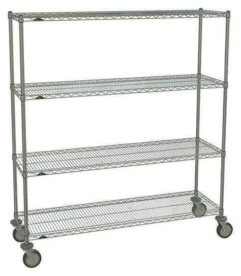 METRO Mobile Wire Shelving Unit, 60 inW x 18 inD x 67 7/8 inH, 4 Shelves, Chrome Plated Finish ...