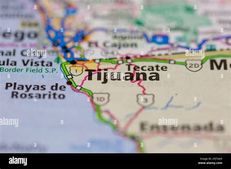 Tijuana Mexico and surrounding areas Shown on a road map or Geography map Stock Photo - Alamy