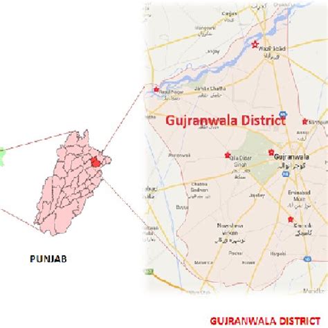 Six collection sites shown in this map of Gujranwala district (Punjab,... | Download Scientific ...