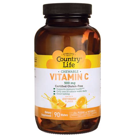 Country Life Chewable Orange Juice Vitamin C 500 mg 90 Wafers - Swanson ...