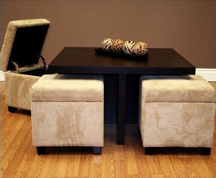 Small coffee table with 4 integrated ottomans