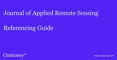 Journal of Applied Remote Sensing Referencing Guide · Journal of Applied Remote Sensing citation ...