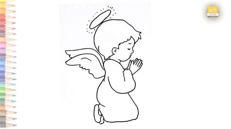 Little angel praying drawing easy | How to draw Little angel step by ...