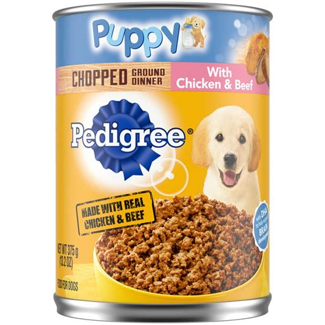 PEDIGREE Puppy Canned Wet Dog Food Chopped Ground Dinner with Chicken ...