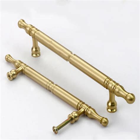 Antique gold Door Handles and Knobs brass Drawer Pulls Vintage Kitchen ...