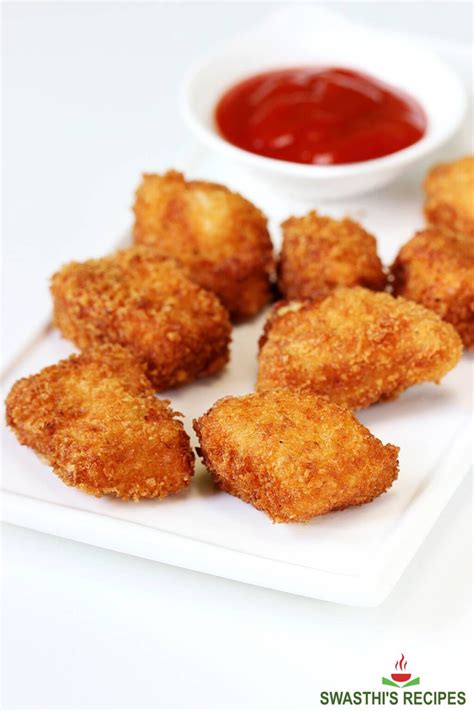 Chicken nuggets (fried, baked & air fryer) - Swasthi's Recipes