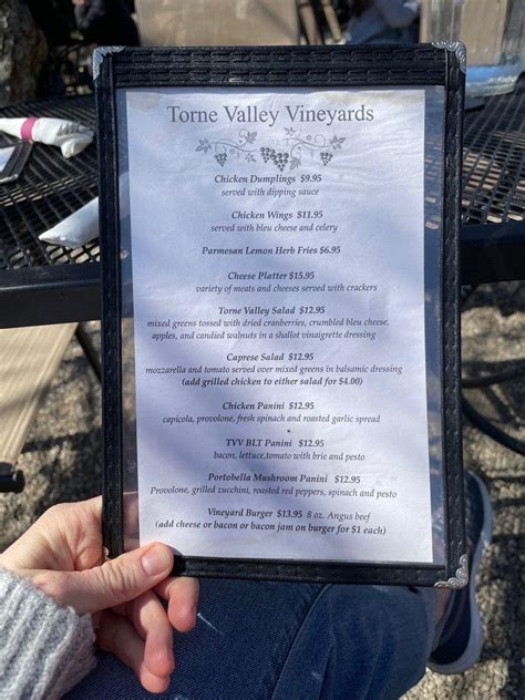 Menu at Torne Valley Vineyards pub & bar, Hillburn